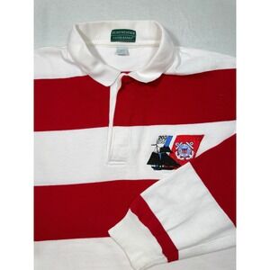 Heavy Weather Outer Banks Men XL Red Wht Striped USCG 200 Years Rugby Shirt FLAW